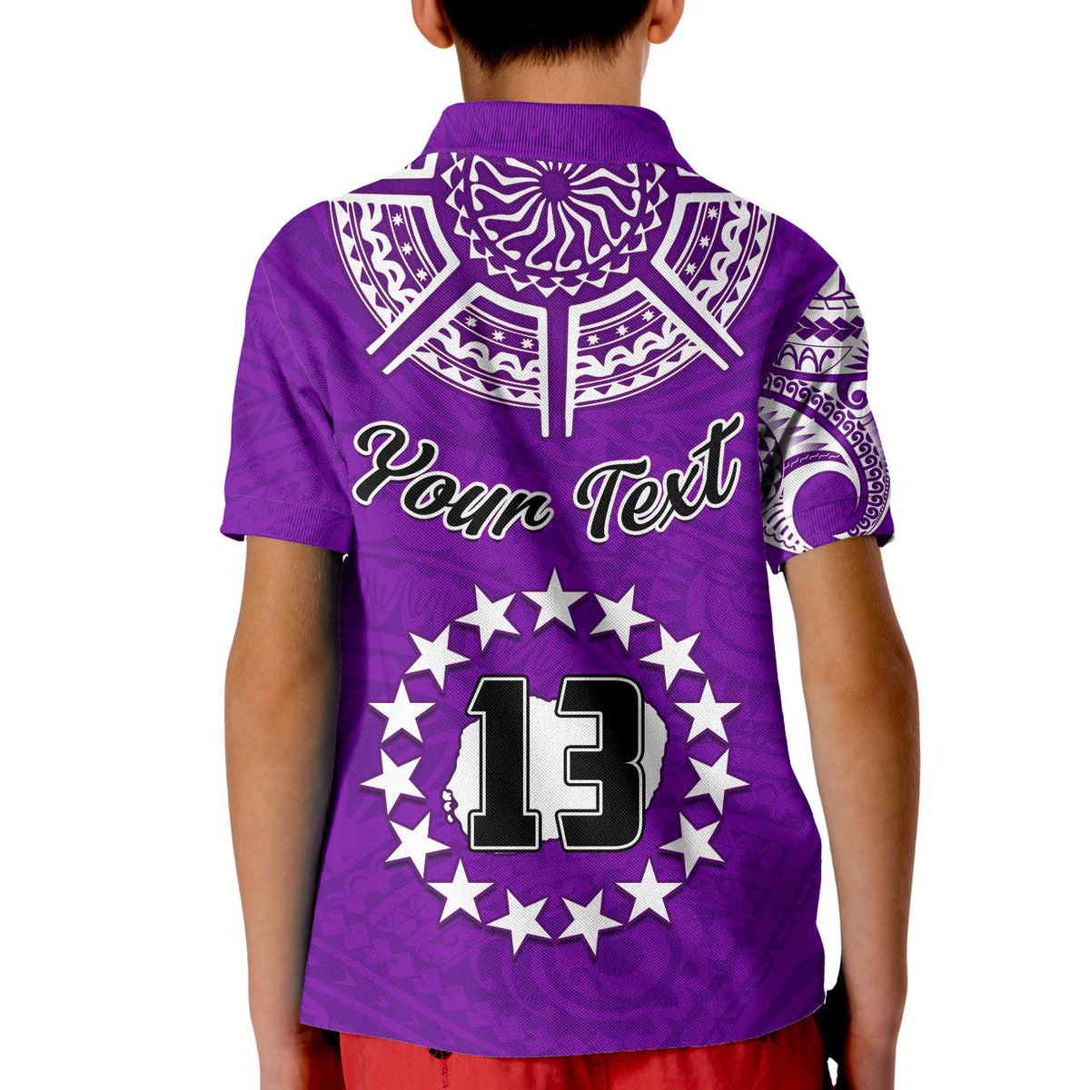 (Custom Text and Number) Rarotonga Cook Islands Polo Shirt Turtle and Map Style Purple LT13 - Polynesian Pride