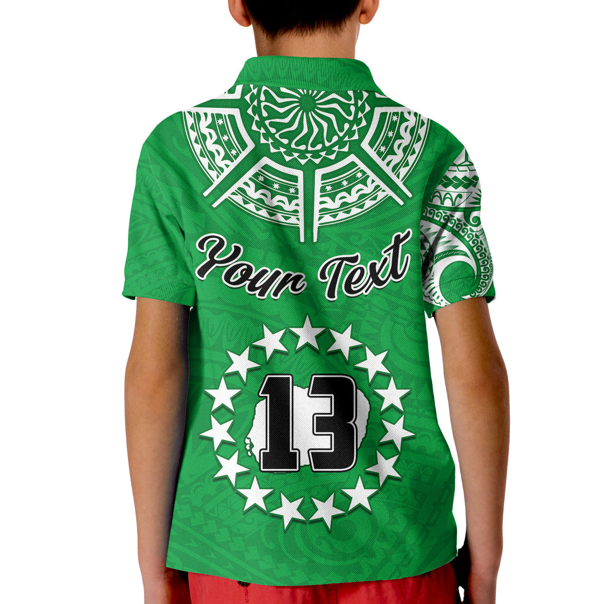 (Custom Text and Number) Rarotonga Cook Islands Polo Shirt Turtle and Map Style Green LT13 - Polynesian Pride