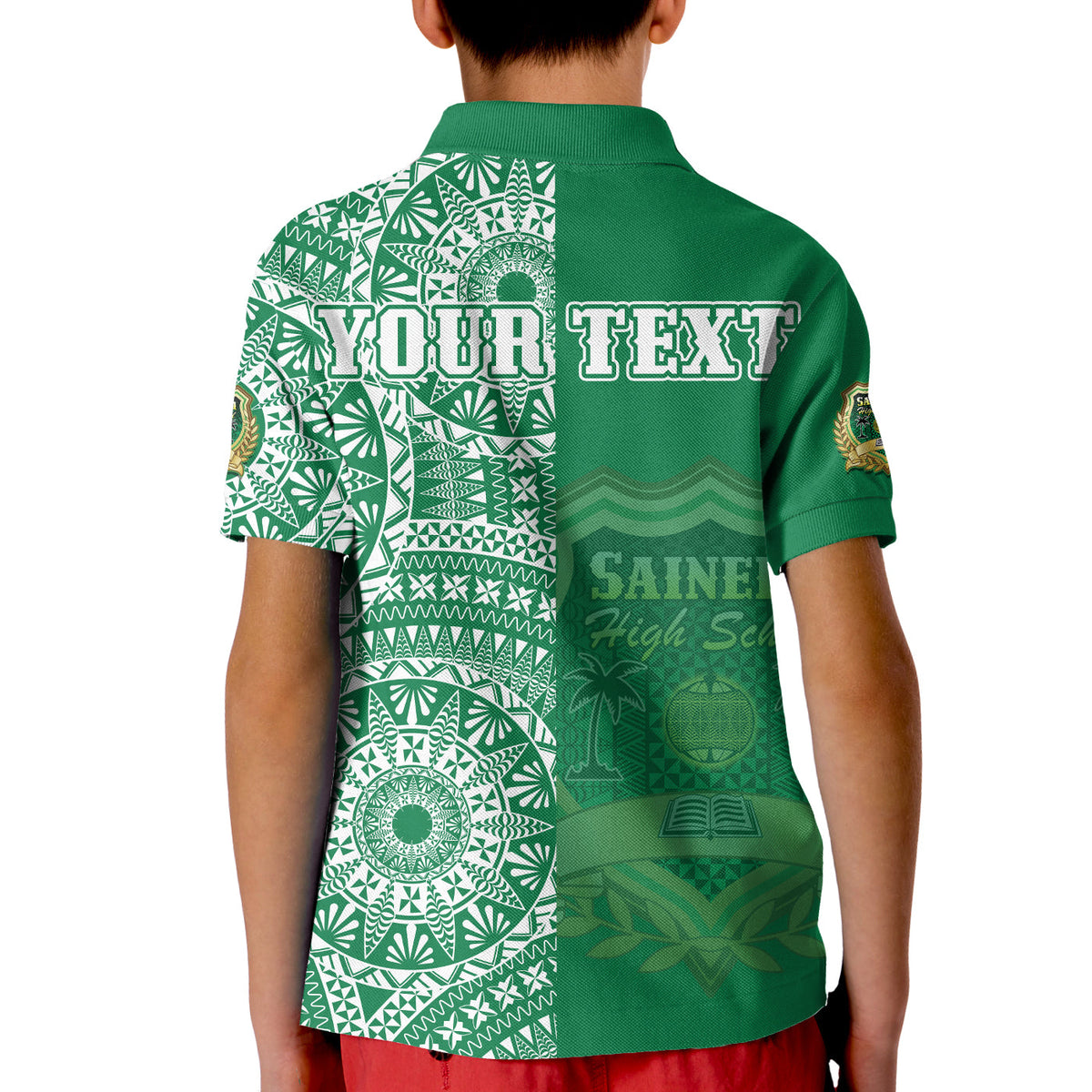 (Custom Personalised) Tonga Saineha High School Polo Shirt KID Tongan Ngatu Pattern LT14 - Polynesian Pride