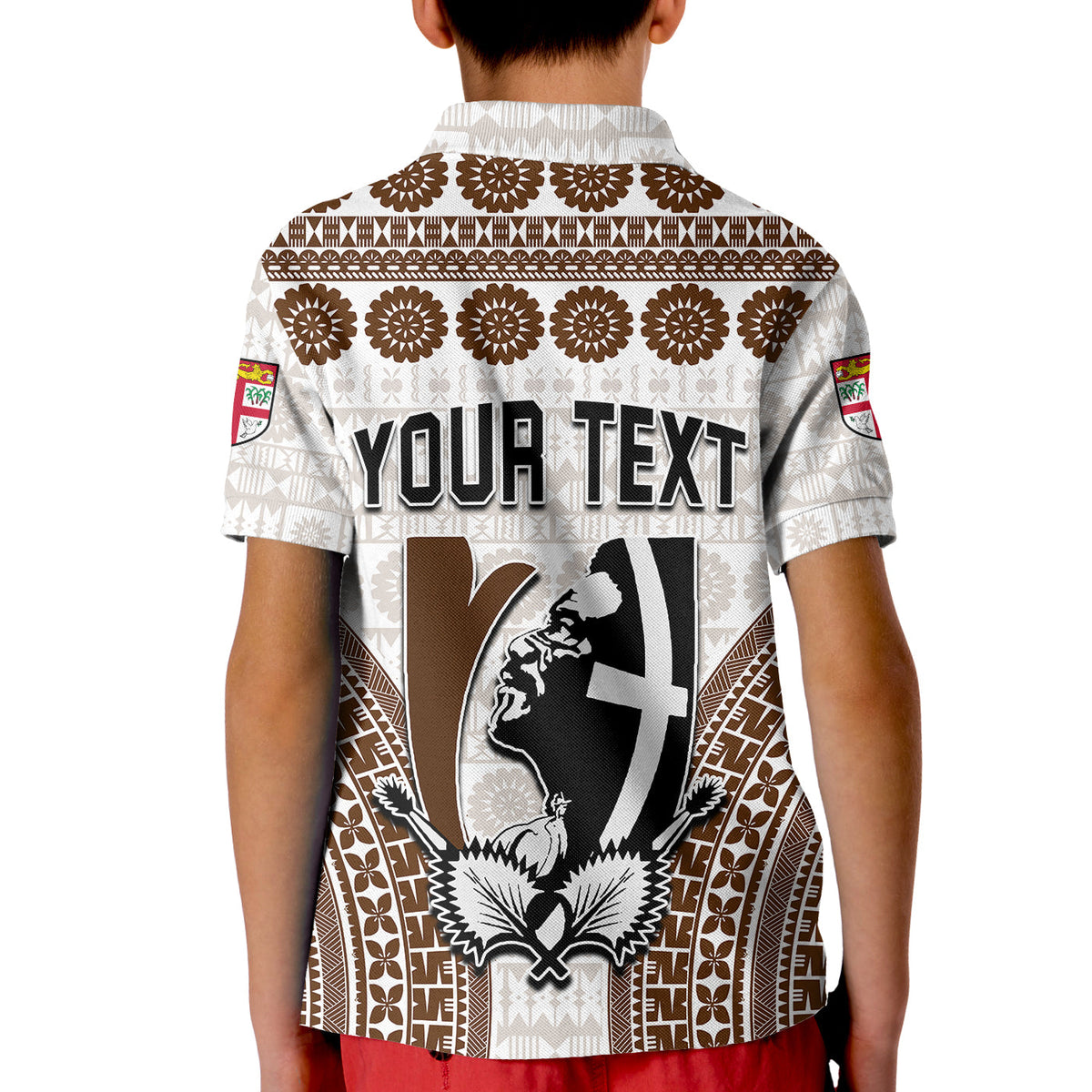 Custom Fiji Rugby Bati Polo Shirt KID Proud Tapa Pattern LT13 - Polynesian Pride