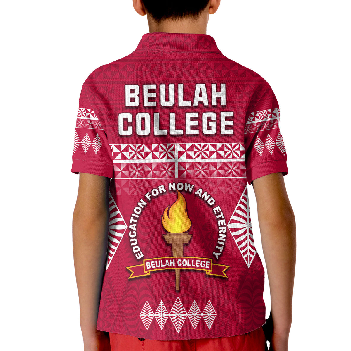 Beulah College Polo Shirt Ngatu Pattern Tonga LT13 - Polynesian Pride