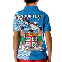 Custom Fiji Polo Shirt Vitian Drua Mix Tagimaucia Flower Blue Style LT14 - Polynesian Pride