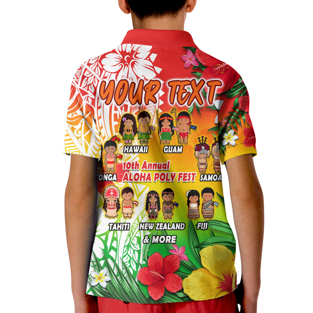 (Custom Personalised) Aloha Poly Fest Polo Shirt KID Polynesian Pattern With Tropical Flowers LT14 - Polynesian Pride