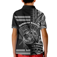 Hawaii Polo Shirt Kakau Warrior Helmet Gradient White Polynesian LT14 - Polynesian Pride