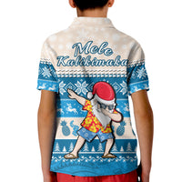 Hawaii Mele Kalikimaka Polo Shirt KID Dabbing Santa Blue Merry Christmas LT14 - Polynesian Pride