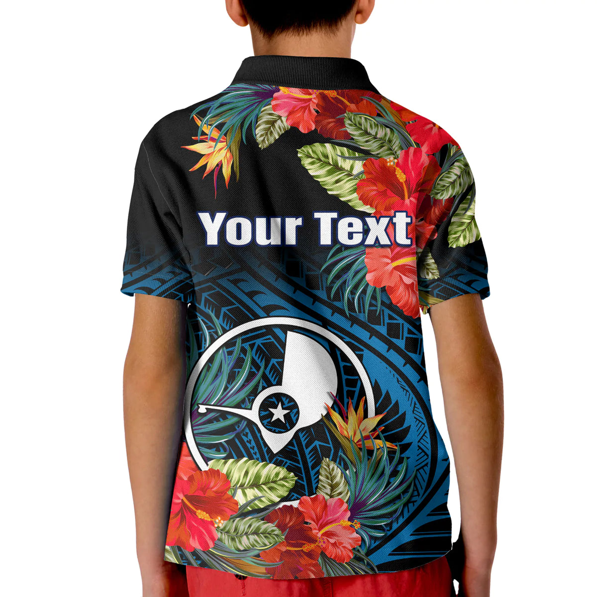 (Custom Personalised) Yap State Polo Shirt KID FSM Hibiscus Flowers Mix Polynesian LT14 - Polynesian Pride