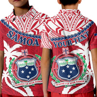 Custom Samoa Polo Shirt Samoan Coat Of Arms With Coconut Red Style LT14 Kid Red - Polynesian Pride