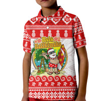 Custom Hawaii Christmas Polo Shirt KID Kanaka Polynesian Santa Claus Mele Kalikimaka LT14 - Polynesian Pride
