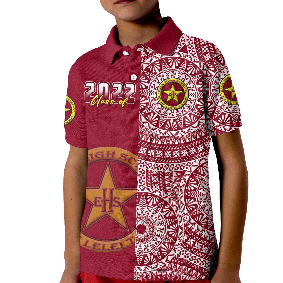 (Custom Text and Number) Tonga Eua High School Polo Shirt Class Of Year Tongan Ngatu Pattern LT14 - Polynesian Pride