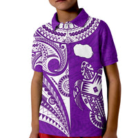 Rarotonga Cook Islands Polo Shirt Turtle and Map Style Purple LT13 - Polynesian Pride