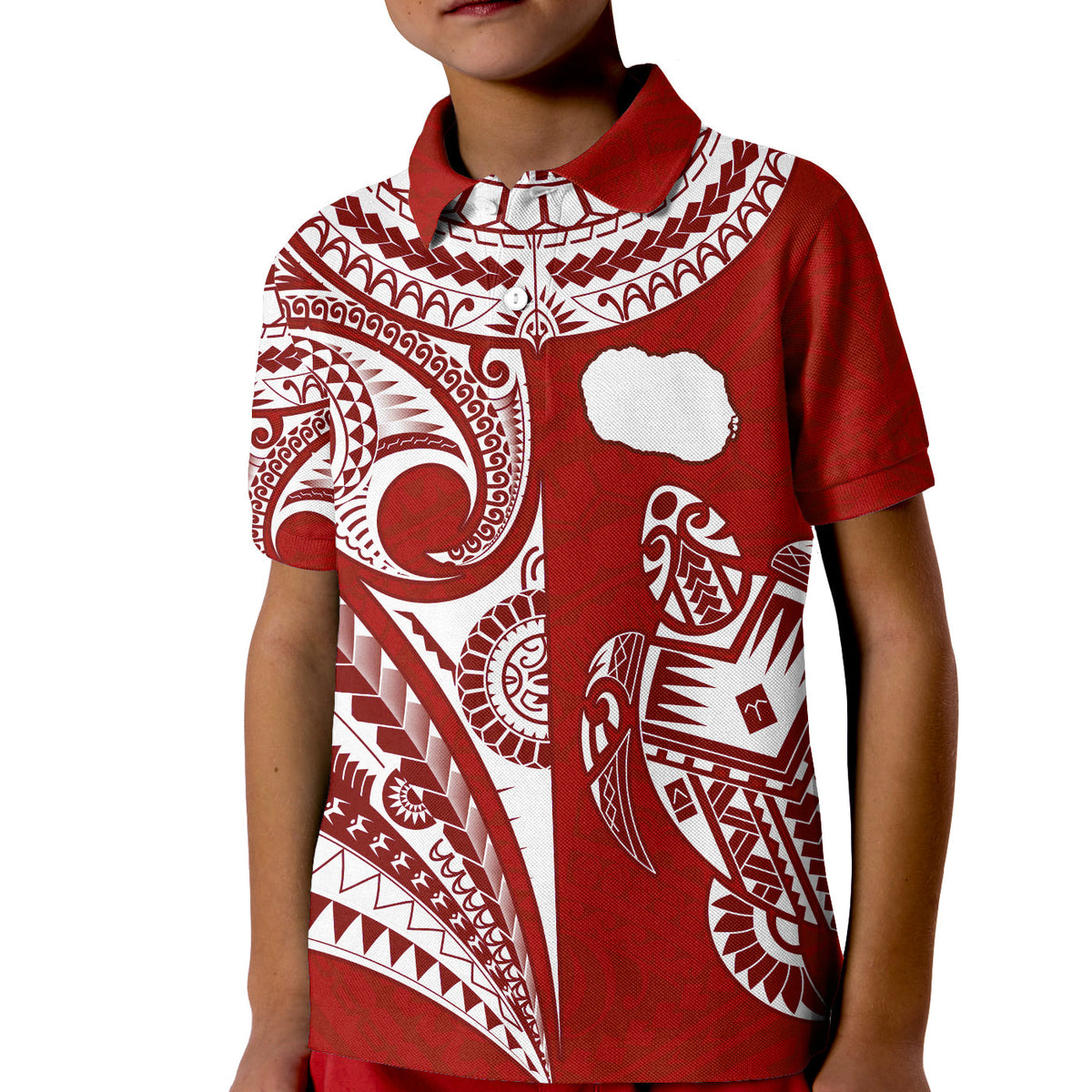 (Custom Text and Number) Rarotonga Cook Islands Polo Shirt Turtle and Map Style Red LT13 - Polynesian Pride