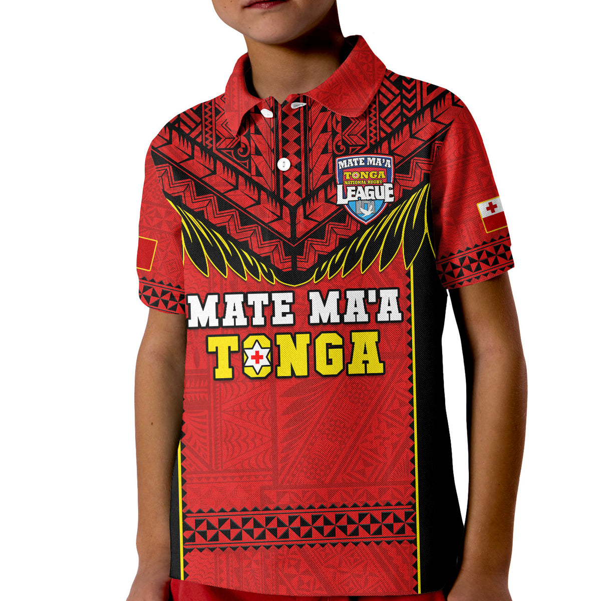 Tonga Rugby Polo Shirt Mate Maa Tonga Pacific Ngatu Black LT14 - Polynesian Pride