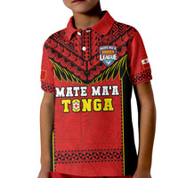 Tonga Rugby Polo Shirt KID Mate Maa Tonga Pacific Ngatu Black LT14 Kid Red - Polynesian Pride
