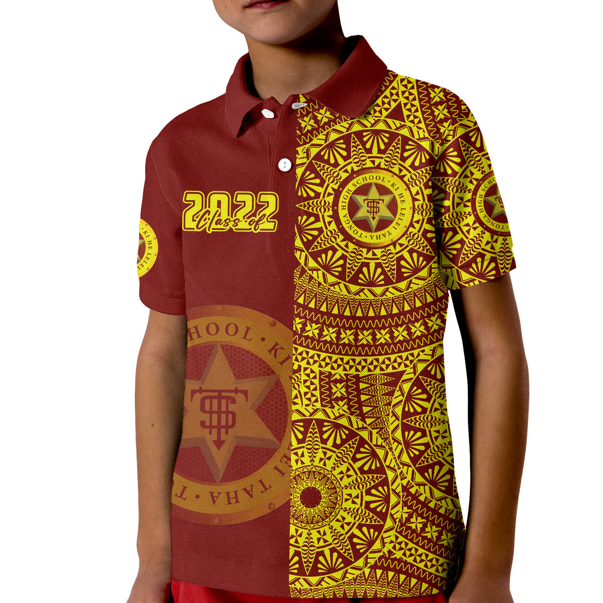 (Custom Text and Number) Tonga High School Polo Shirt Class Of Year Tongan Ngatu Pattern LT14 - Polynesian Pride
