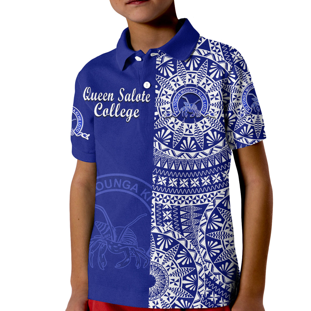 (Custom Personalised) Queen Salote Tonga College Polo Shirt KID Tongan Ngatu Pattern LT14 - Polynesian Pride
