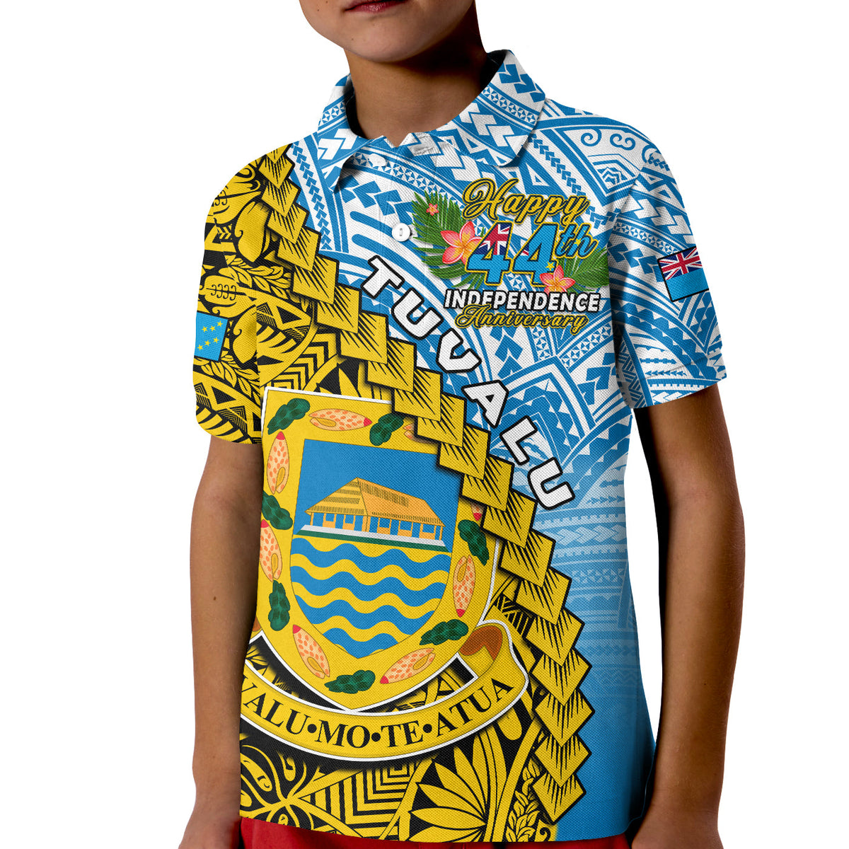 Tuvalu 1978 Polo Shirt Happy 44th Independence Anniversary Polynesian Pattern LT14 Kid Yellow - Polynesian Pride