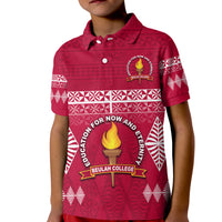 Beulah College Polo Shirt KID Ngatu Pattern Tonga LT13 Kid Maroon - Polynesian Pride