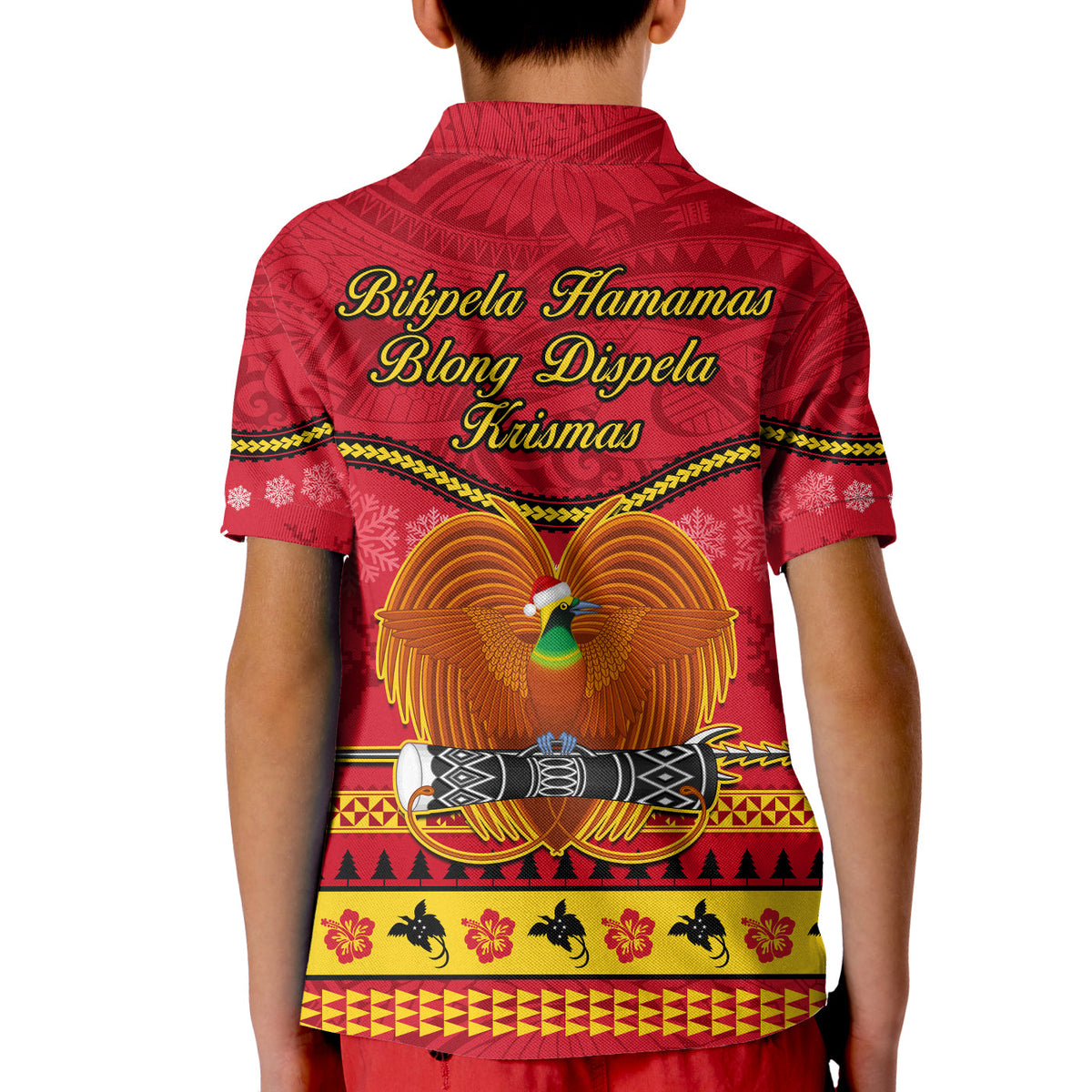 Papua New Guinea Christmas Polo Shirt Bird Of Paradise Bikpela Hamamas Blong Dispela Krismas LT14 - Polynesian Pride