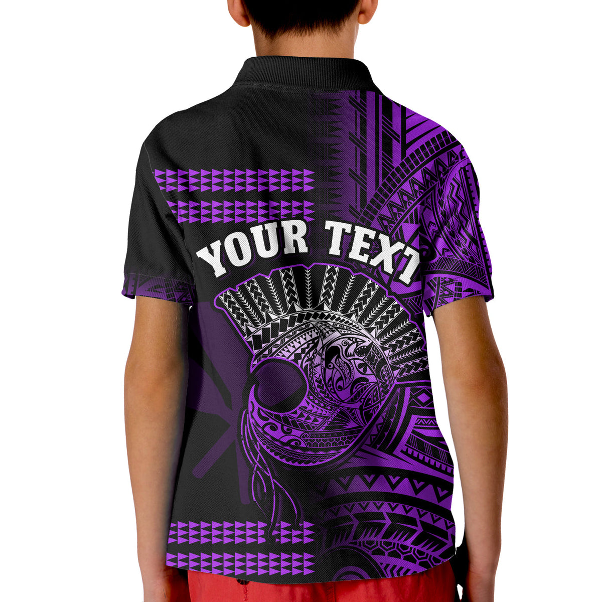 Custom Hawaii Polo Shirt Kakau Warrior Helmet Gradient Purple Polynesian LT14 - Polynesian Pride
