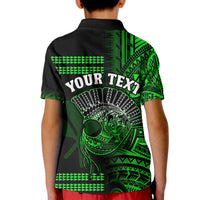 Custom Hawaii Polo Shirt Kakau Warrior Helmet Gradient Green Polynesian LT14 - Polynesian Pride
