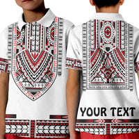Custom Polynesian Polo Shirt Dashiki With Polynesian Tattoo Royal Version LT14 Kid White - Polynesian Pride