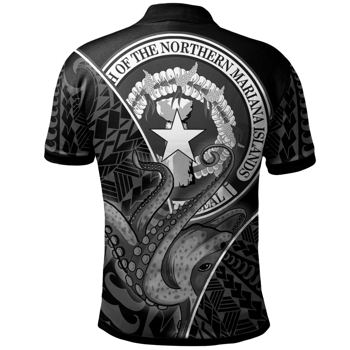 Northern Mariana Islands Polo Shirt Octopus Style White Color - Polynesian Pride