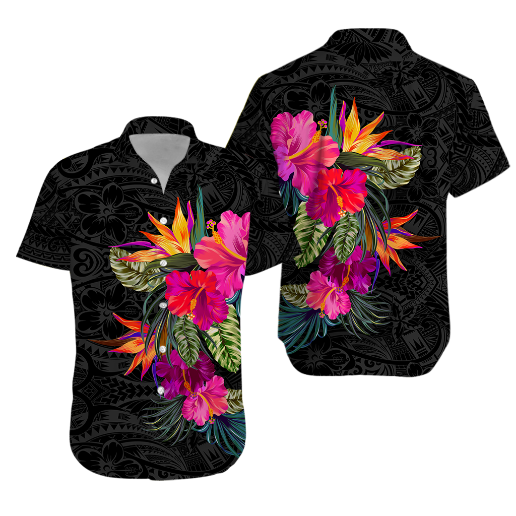 Polynesia Polynesian Hibiscus Tribal Matching Dress and Hawaiian Shirt LT12 No Dress Black - Polynesian Pride