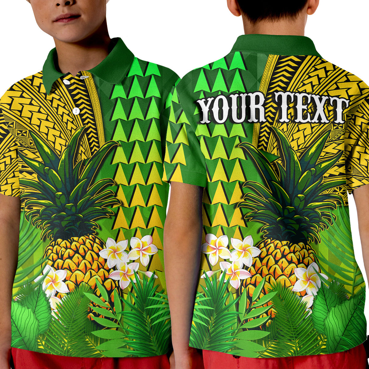 Custom Hawaii Pineapple Polo Shirt Plumeria Frangipani Mix Tribal Pattern LT13 - Polynesian Pride