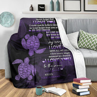 Hawaii Turtle Premium Blanket Hibiscus To My Wife Violet AH - Polynesian Pride