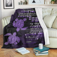 Hawaii Turtle Premium Blanket Hibiscus To My Wife Violet AH - Polynesian Pride