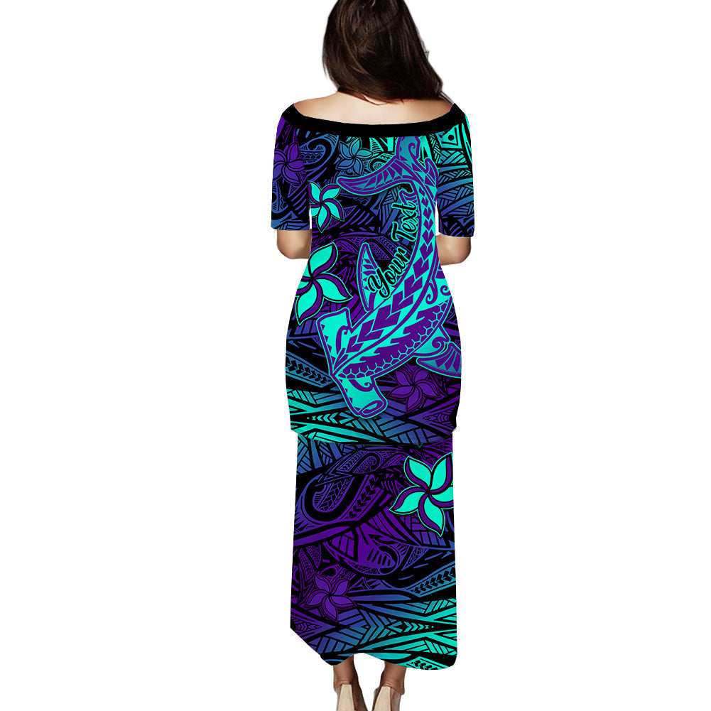 (Custom Personalised) Polynesian Puletashi Dress Purple Paradise Hawaiian Tribal Hammerhead Shark LT14 - Polynesian Pride