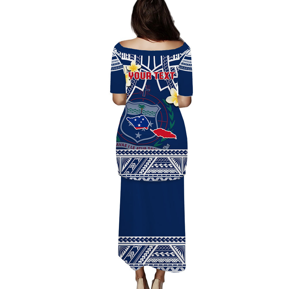 (Custom Personalised) Samoa Puletasi Dress Samoan Plumeria Flowers Mix Polynesian Pattern LT14 - Polynesian Pride