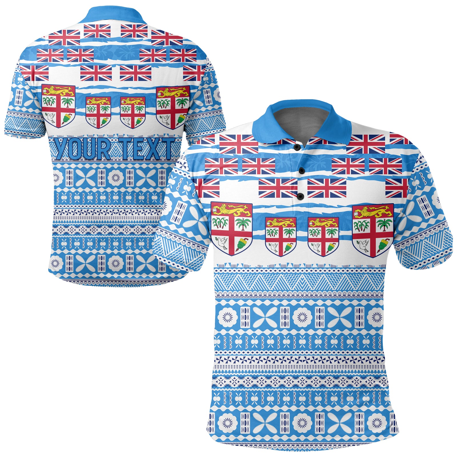 Custom Fiji Polynesian Polo Shirt Fijian Tropical Flowers LT13 Unisex Blue - Polynesian Pride