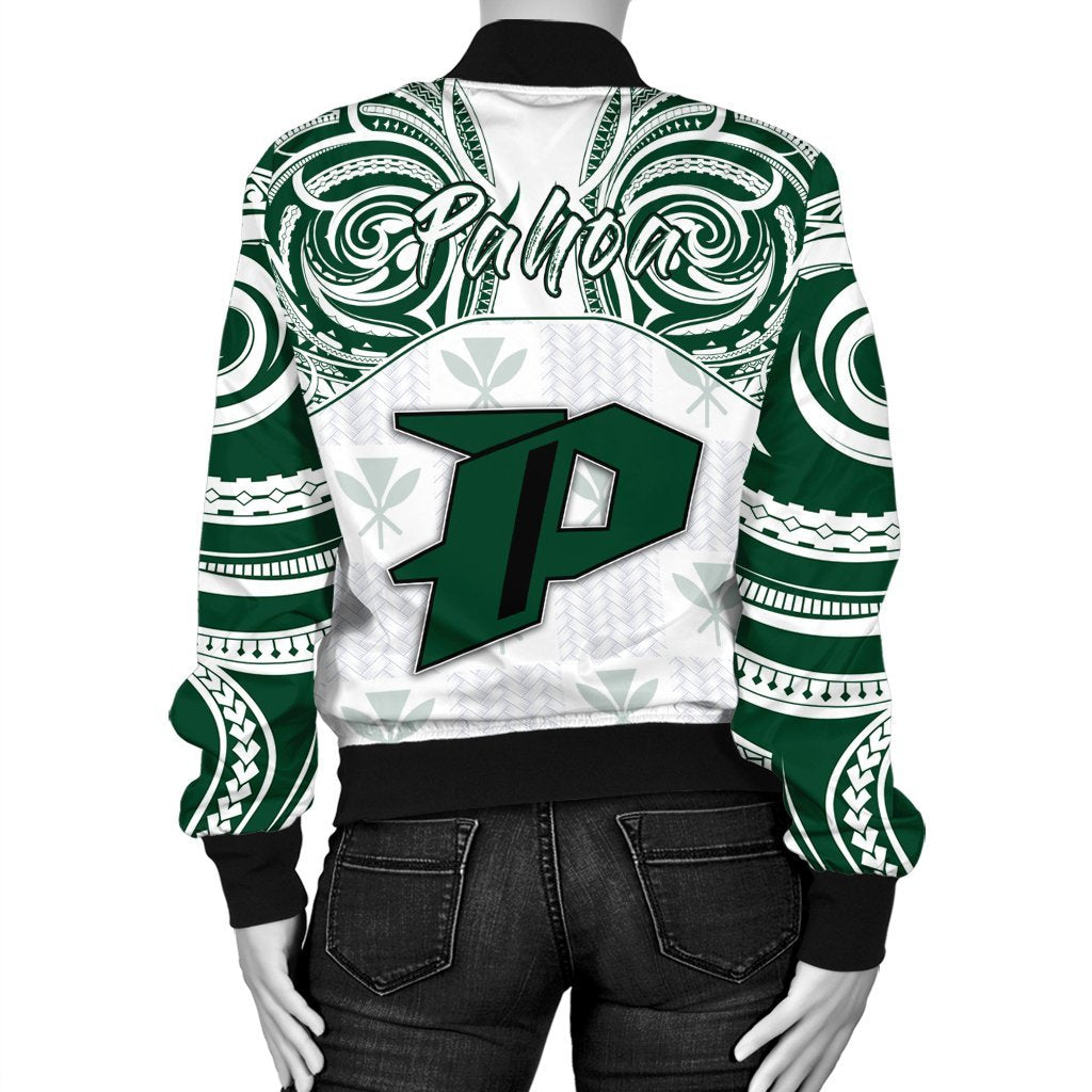 Hawaii Bomber Jacket - Kanaka Pahoa High School Women's Bomber Jacket Demodern Style AH - Polynesian Pride