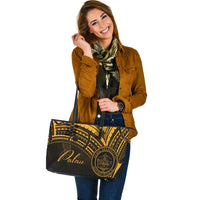 Palau Leather Tote - Gold Color Cross Style - Polynesian Pride