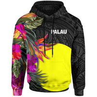 Palau Hoodie Hibiscus Polynesian Pattern Unisex Black - Polynesian Pride