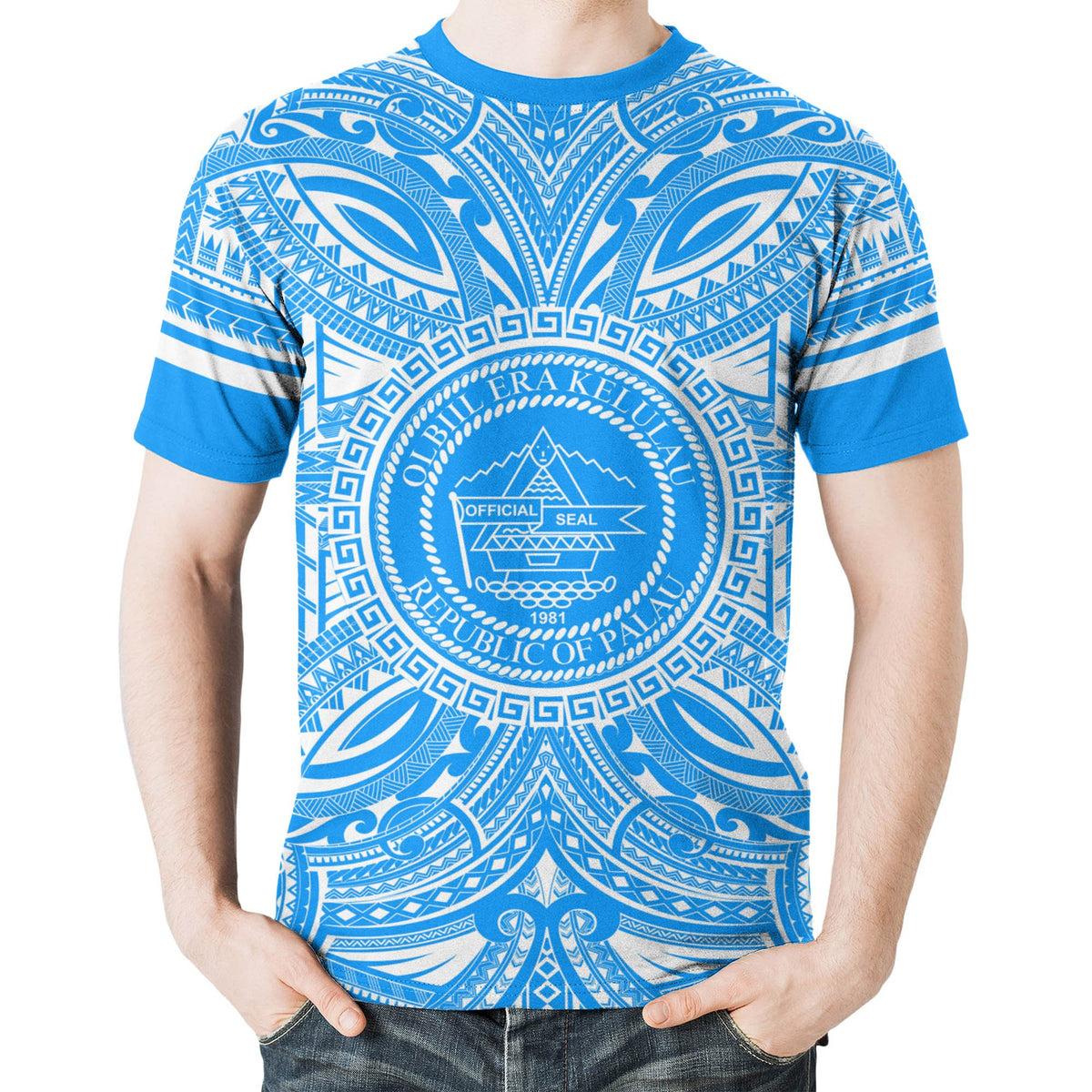 Palau All T Shirt Palau Coat Of Arms Polynesian Flag Color - Polynesian Pride