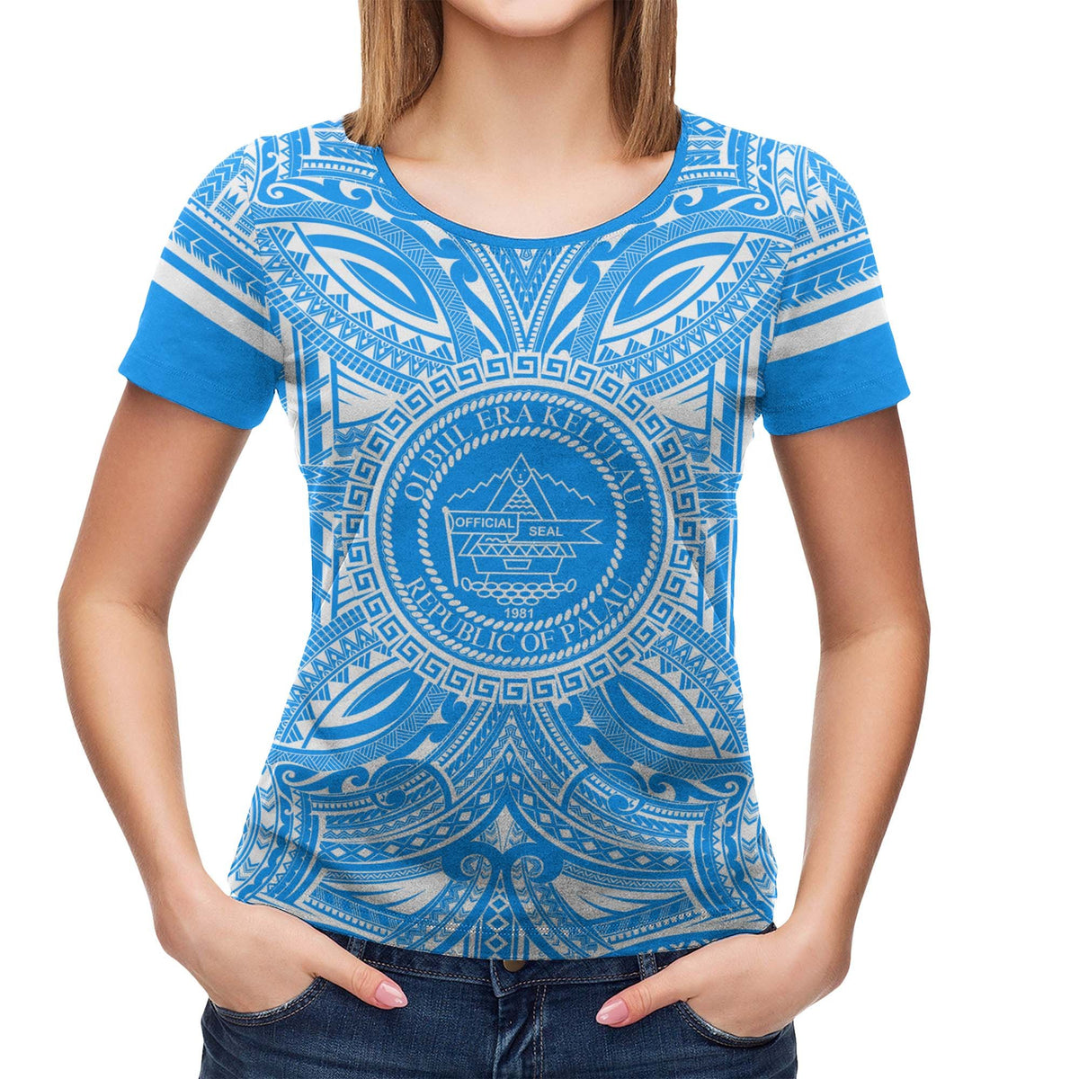 Palau All T Shirt Palau Coat Of Arms Polynesian Flag Color - Polynesian Pride
