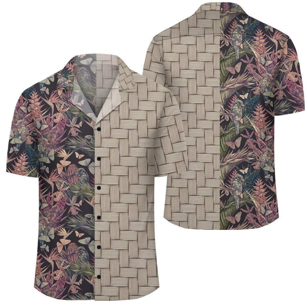 Palm Leaves Tropical Flowers Lauhala Moiety Hawaiian Shirt Unisex Art - Polynesian Pride