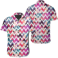 Hawaiian Shirt - Palm Foliage On Striped Zigzag Shirt Unisex Black - Polynesian Pride