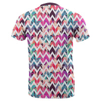 Hawaii Palm Foliage On Striped Zigzag T Shirt - Polynesian Pride