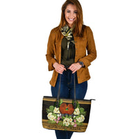 Papua New Guinea Leather Tote - Polynesian Gold Patterns Collection - Polynesian Pride