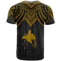 Papua New Guinea Custom T Shirt Polynesian Armor Style Gold - Polynesian Pride