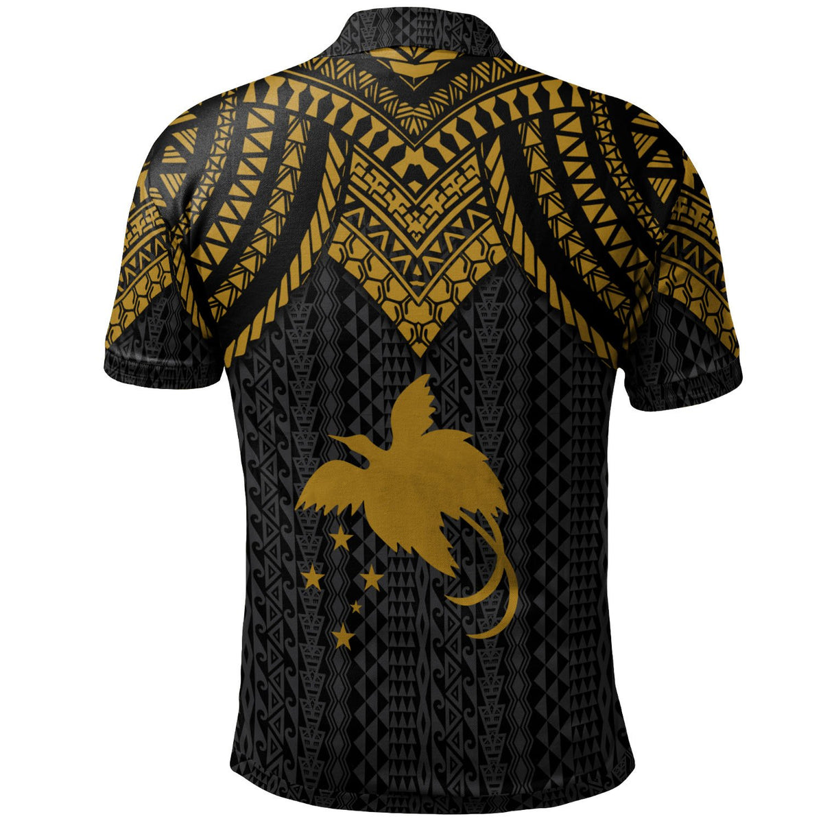 Papua New Guinea Custom Polo Shirt Polynesian Armor Style Gold - Polynesian Pride