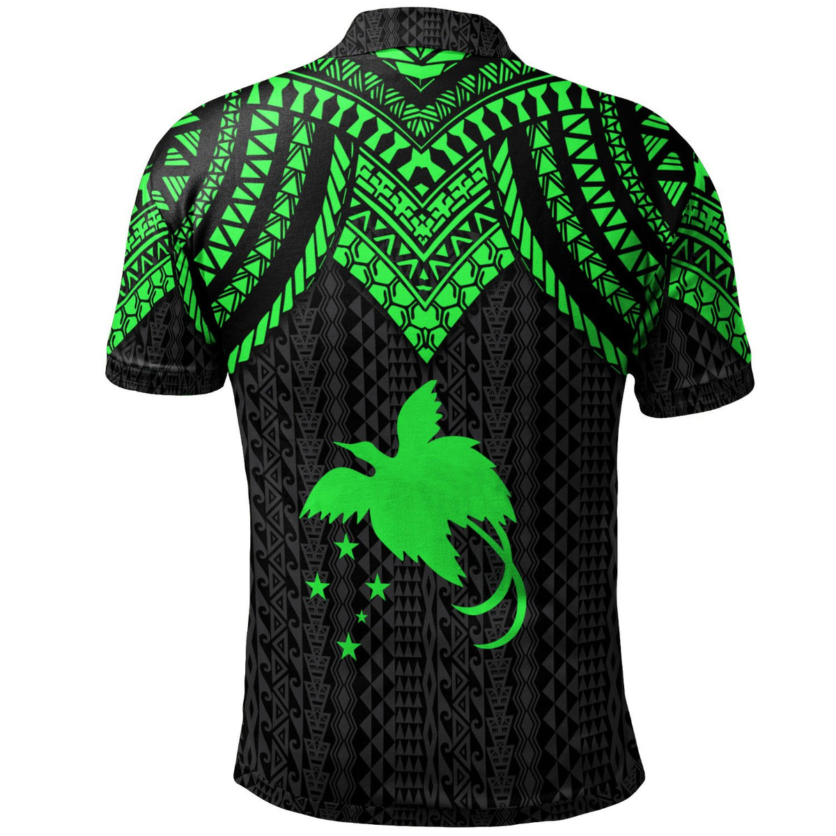 Papua New Guinea Polo Shirt Polynesian Armor Style Green - Polynesian Pride