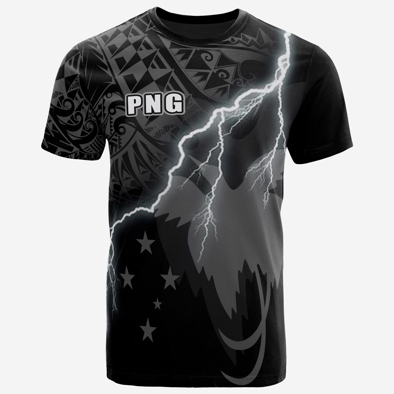Papua New Guinea T Shirt Papua New Guinea Flag Lighting Thunder Unisex Black - Polynesian Pride