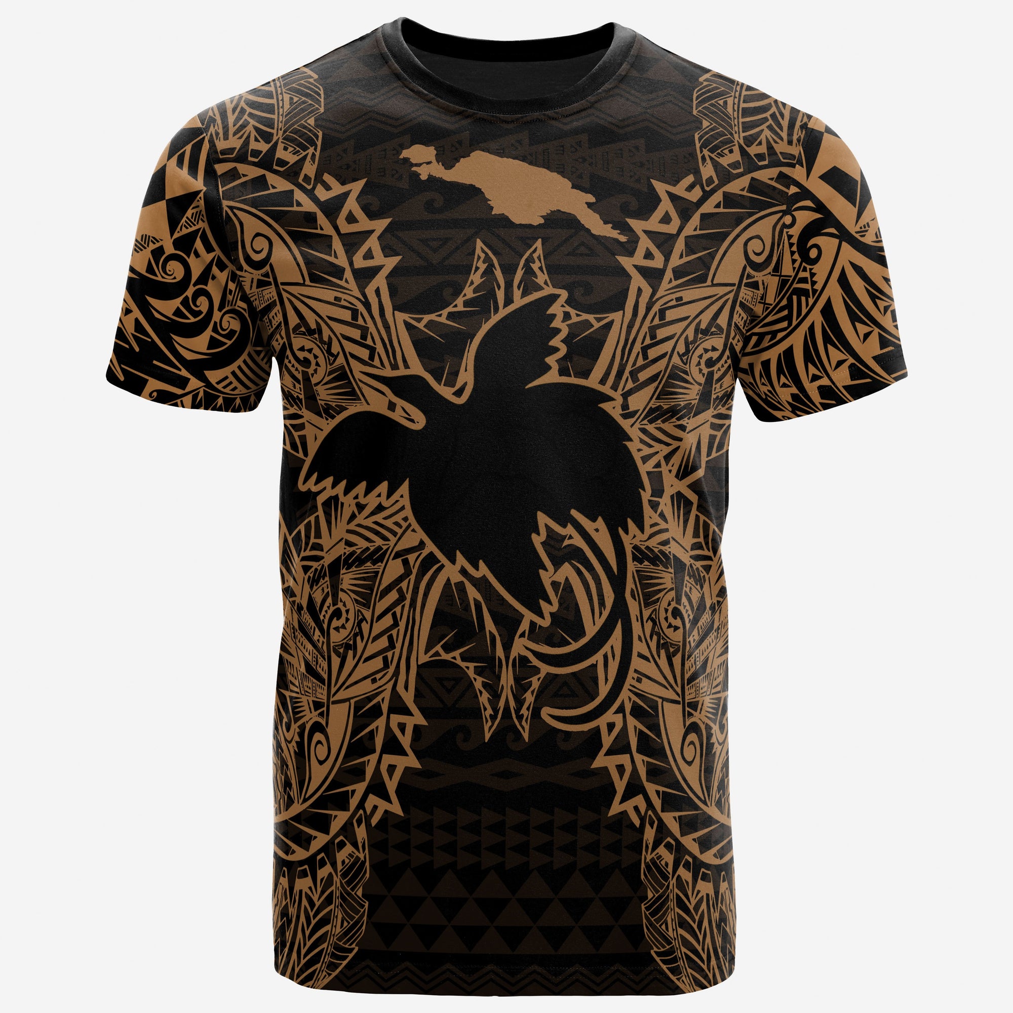 Papua New Guinea All T Shirt Papua New Guinea Flag Map Polynesian Tattoo Gold Unisex Gold - Polynesian Pride