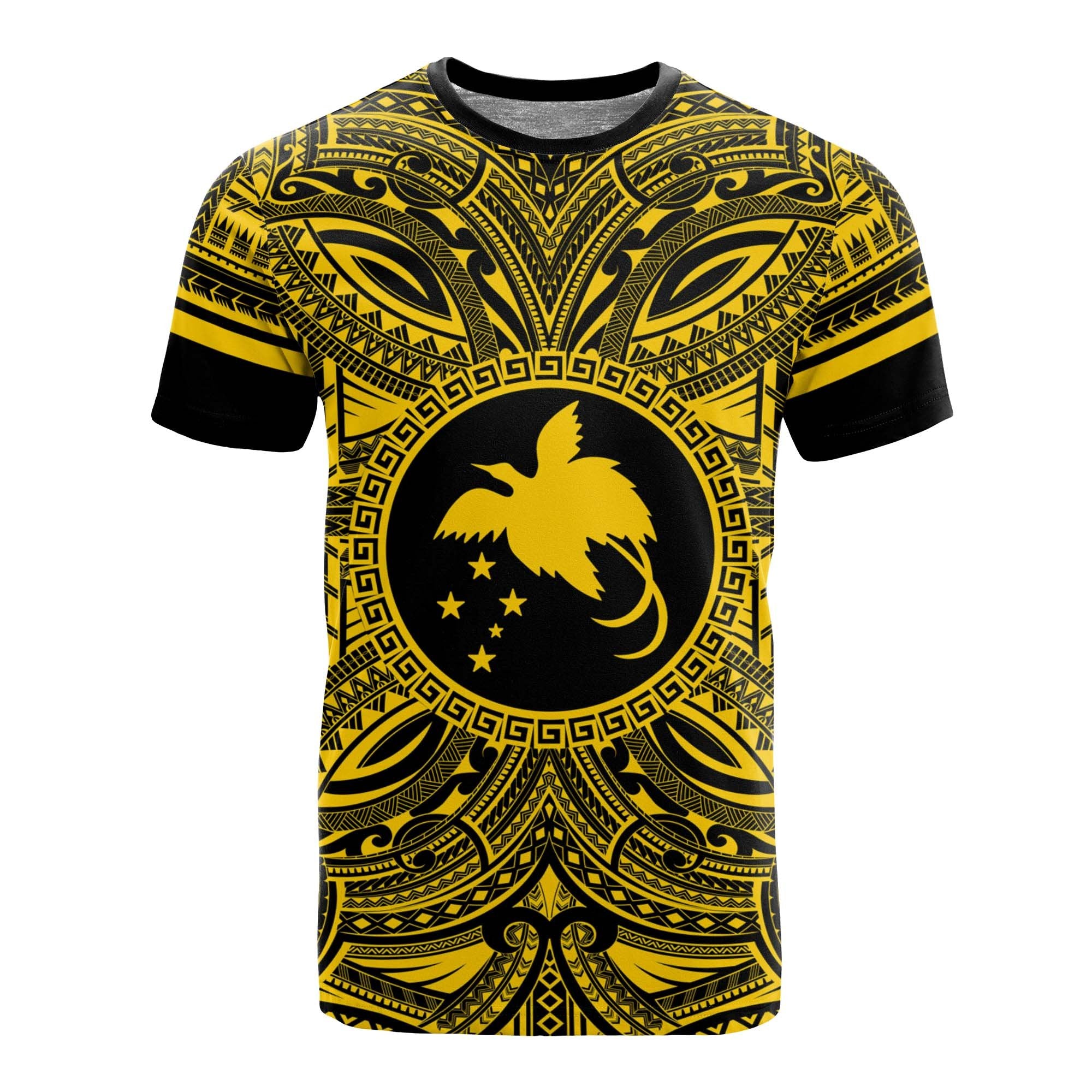 Papua New Guinea All T Shirt Papua New Guinea Flag Polynesian Gold Black Unisex Gold - Polynesian Pride