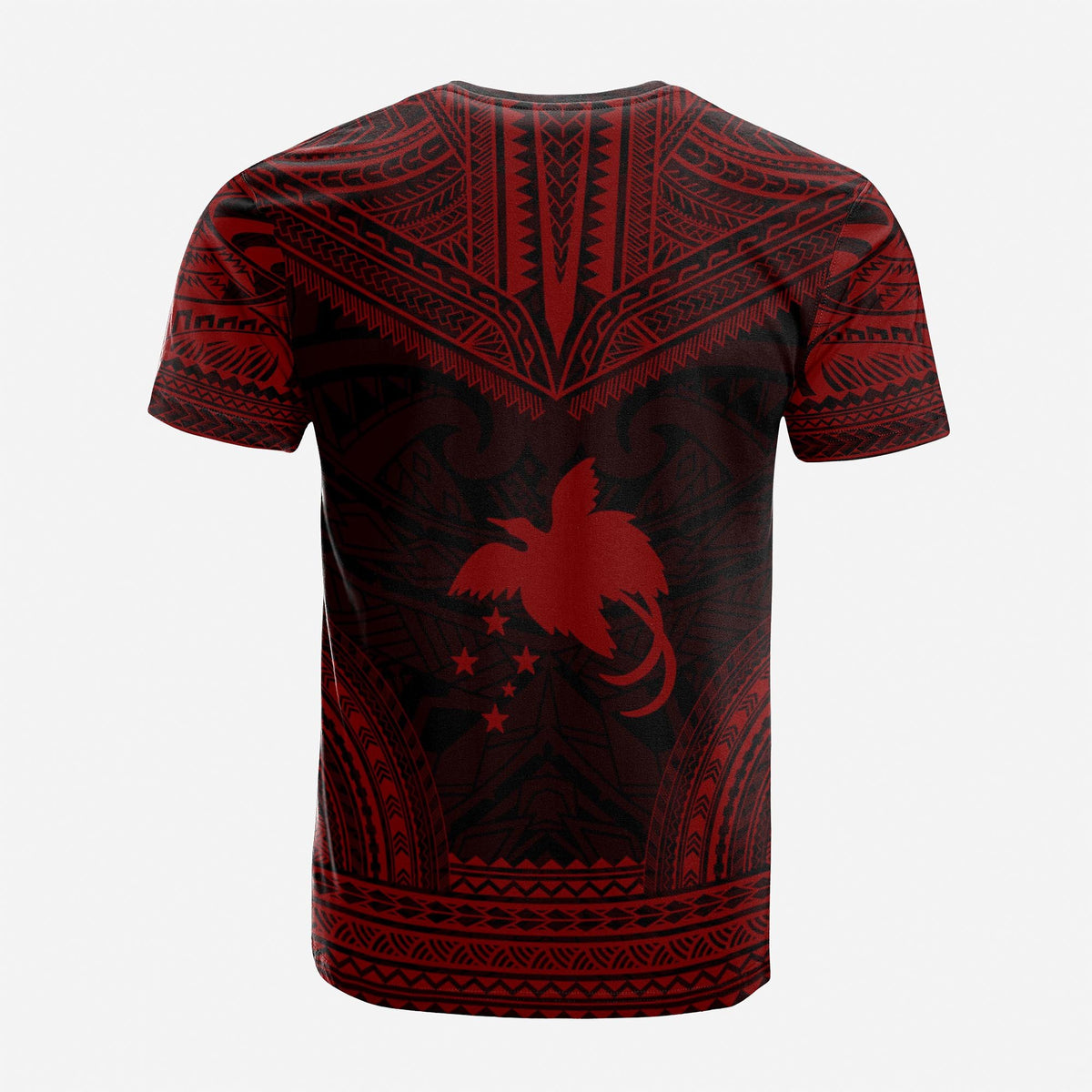 Papua New Guinea Custom T Shirt Papua New Guinea Coat Of Arms Polynesian Chief Tattoo Deep Red Version Unisex Red - Polynesian Pride