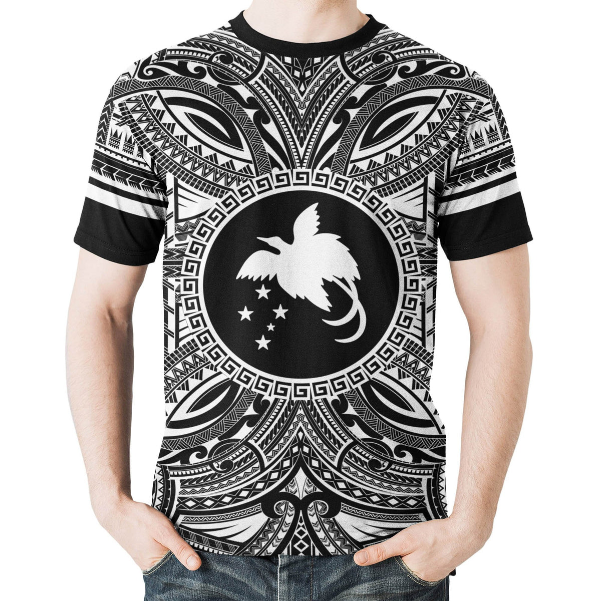 Papua New Guinea All T Shirt Papua New Guinea Flag Polynesian White Black - Polynesian Pride